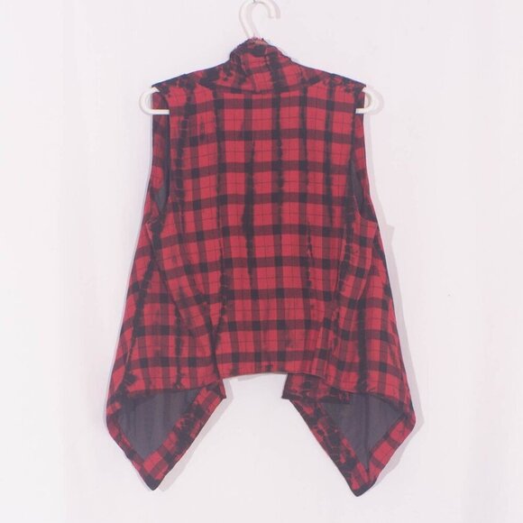 ANTHROPOLOGIE Elevenses Roxanne Vest in Red Plaid Waterfall Size M - Picture 6 of 10